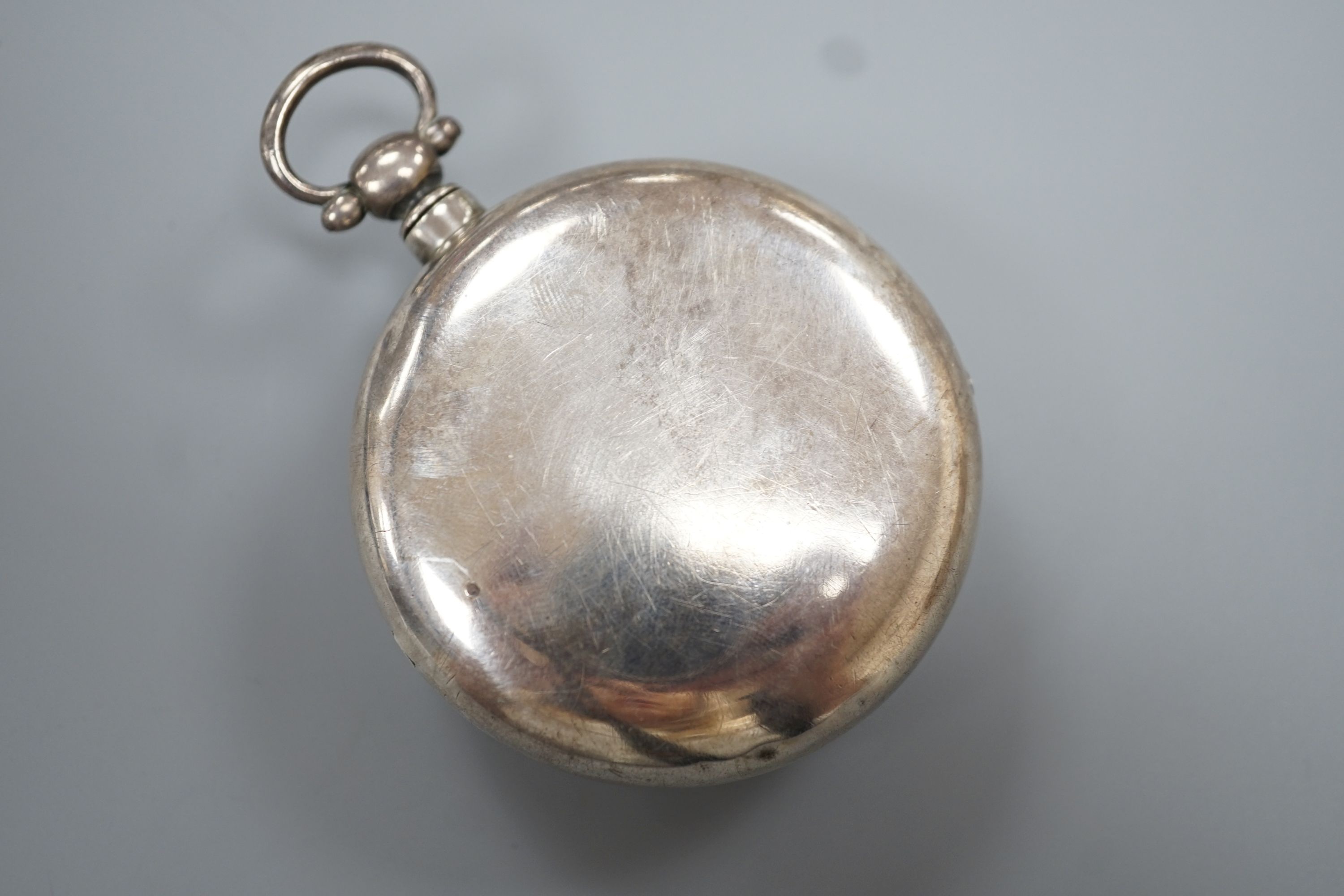 An early Victorian silver pair cased keywind verge pocket watch, by Lassiter, Steyning, case diameter 56mm.